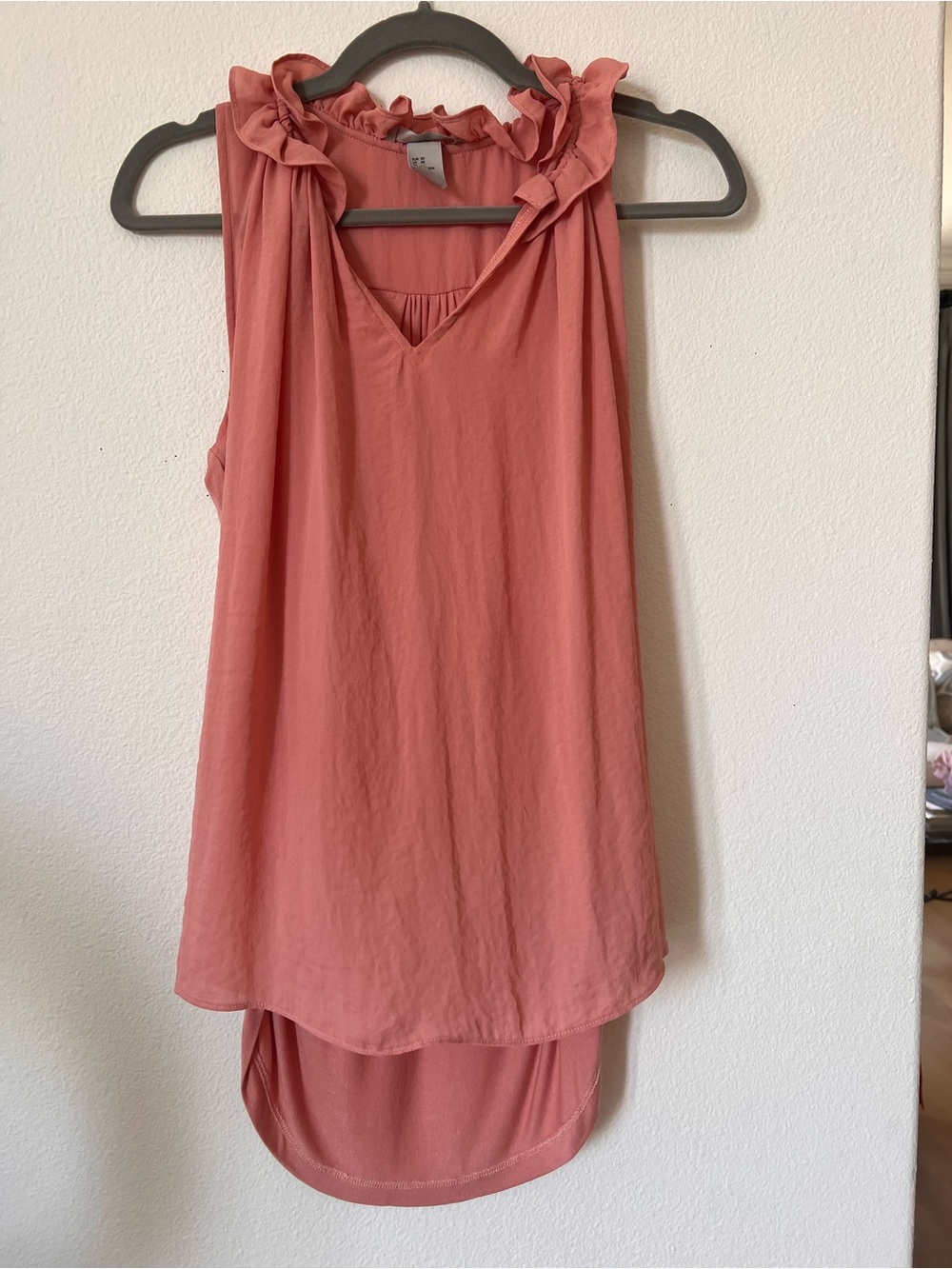 H&M Dusty Rose Ruffle-Neck Sleeveless Tunic Tank XS